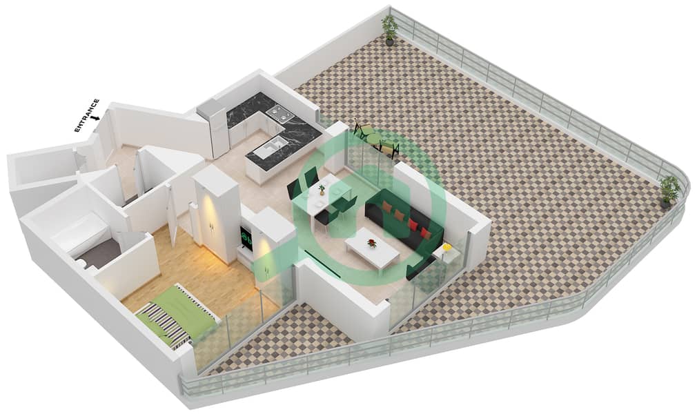 Bayviews - 1 Bedroom Apartment Type/unit 3 / UNIT 1 FLOOR 10-13 Floor plan Type 3 Unit 1 Floor 10-13 interactive3D