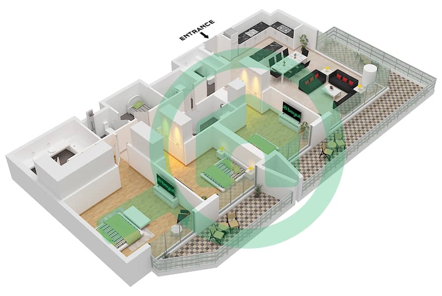Type A (A.2) Unit 1 Floor 2-7 Tower A - 3 Bedroom Apartment Type/unit A,A.2 / UNIT 1 FLOOR 2-7 Floor plan Type A (A.2) Unit 1 Floor 2-7 interactive3D
