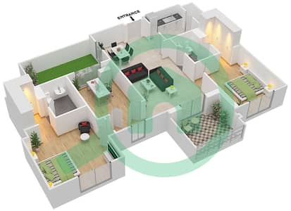 المخططات الطابقية لتصميم الوحدة 1 / FLOOR 4 شقة 2 غرفة نوم - يانسون 6