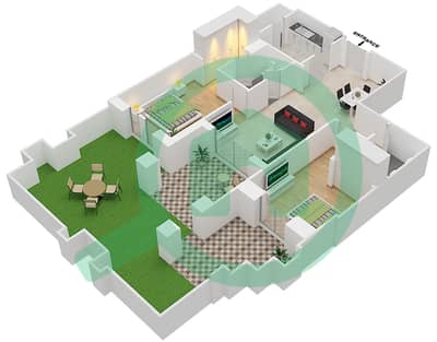 المخططات الطابقية لتصميم الوحدة 2 / GROUND FLOOR شقة 2 غرفة نوم - يانسون 6