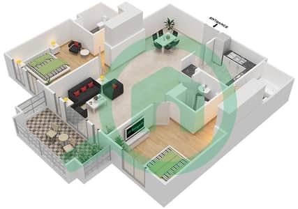 المخططات الطابقية لتصميم الوحدة 3 / FLOOR 1-3 شقة 2 غرفة نوم - يانسون 6