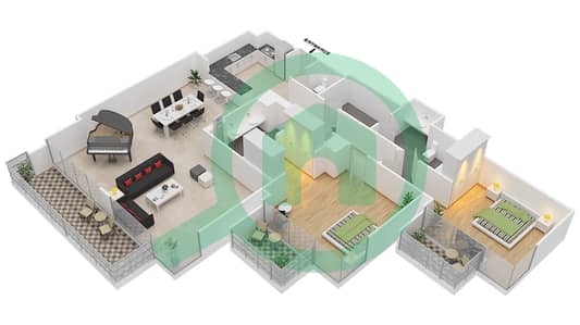 LIV Residence - 2 Bedroom Apartment Unit 1805 FLOOR 18 Floor plan