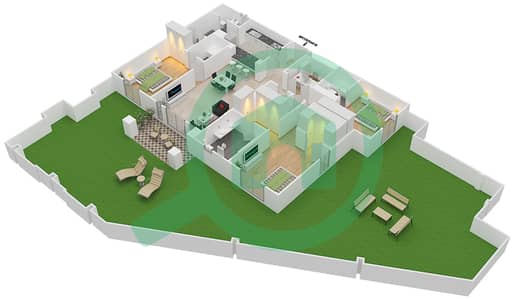 المخططات الطابقية لتصميم النموذج 5 GROUND FLOOR شقة 3 غرف نوم - ريحان 3