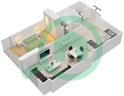 المخططات الطابقية لتصميم النموذج I شقة 1 غرفة نوم - برح صبربيا 2