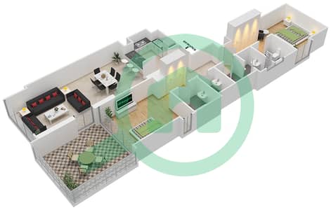 LIV Residence - 2 Bed Apartments Unit 1 Floor 25 Floor plan