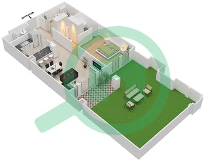 锐翰3号楼 - 1 卧室公寓单位6 GROUND FLOOR戶型图