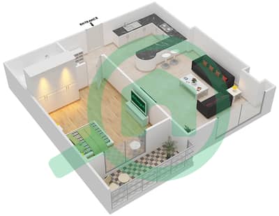 المخططات الطابقية لتصميم النموذج Q شقة 1 غرفة نوم - برح صبربيا 2