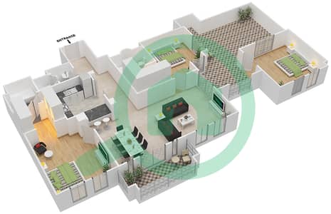 Yansoon 6 - 3 Bedroom Apartment Type 8 / FLOOR 4 Floor plan