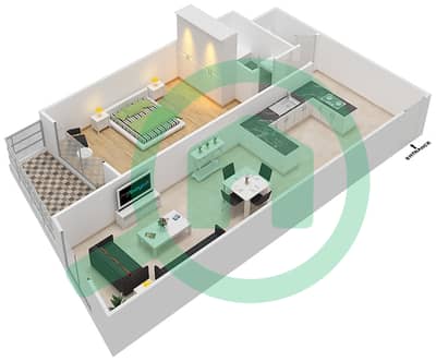 المخططات الطابقية لتصميم النموذج R شقة 1 غرفة نوم - برح صبربيا 2