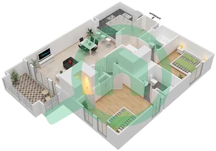 燕舒6号楼 - 2 卧室公寓单位10 / FLOOR 1-4戶型图