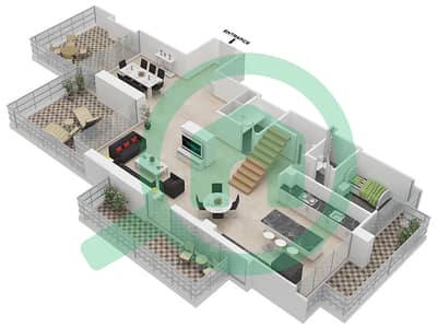 المخططات الطابقية لتصميم الوحدة 2 بنتهاوس 4 غرف نوم - ليف ريزيدنس