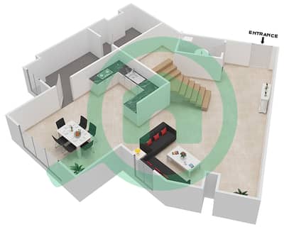 المخططات الطابقية لتصميم النموذج F DUPLEX شقة 2 غرفة نوم - برح صبربيا 2