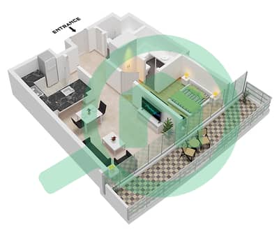 DAMAC Heights - 1 Bedroom Apartment Unit 02 FLOOR 61 Floor plan