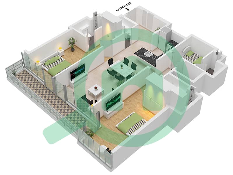 Type A Unit 6 Floor 19-39,47-69
Unit 4 Floor 77-92 Sobha Skyparks - 2 Bedroom Apartment Type/unit A/UNIT 4,6 FLOOR 19-39,47 Floor plan Type A Unit 6 Floor 19-39,47-69
Unit 4 Floor 77-92 interactive3D