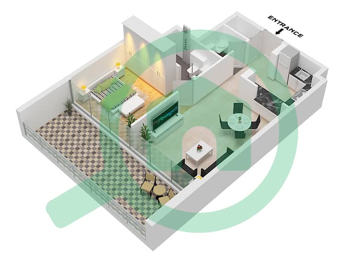 Bliss Tower - 1 Bedroom Apartment Type/unit 1 /UNIT 04 ,10 FLOOR 2-11 Floor plan Type 1 Unit 04 ,10 Floor 2-11 interactive3D