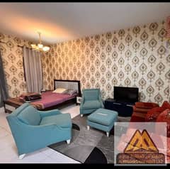 ستوديو مفروش بالكامل مع باركن | أبراج الفالكون عجمان | موقع حيوي