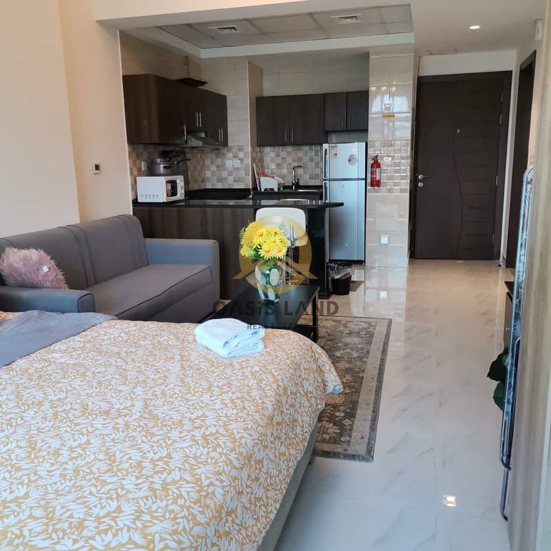 Spacious Fully Furnished Studio for Rent in Jumeirah Village Circle | Bright Layout | Modern Finishing | Pool & Gym | Ready to Move In