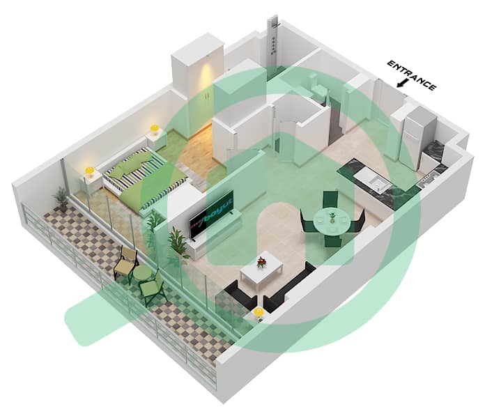 Jade Tower - 1 Bedroom Apartment Type 11 Floor plan Type 11 interactive3D