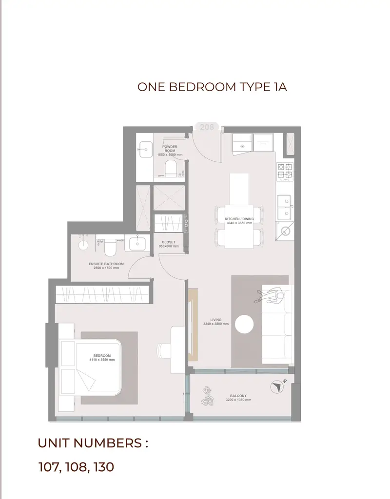 1 BR floor plan
