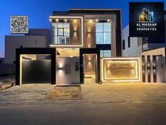 Luxury villa for sale with two floors and a spacious yard, near Sheikh Mohammed Bin Zayed Road, with freehold ownership for all nationalities for life