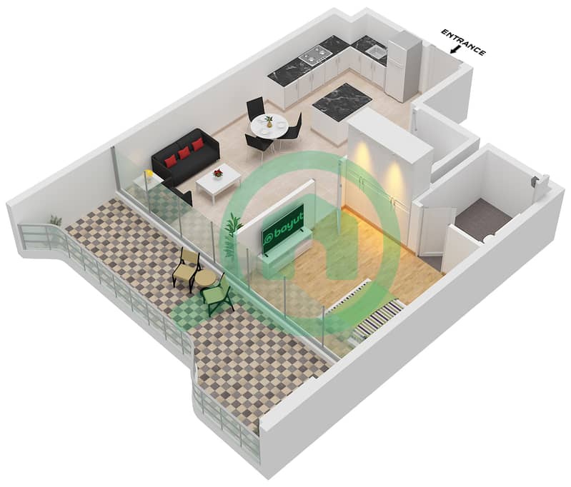Unit 1 Floor 1 Coventry Gardens 2 - 1 Bedroom Apartment Unit 1 FLOOR 1 Floor plan Unit 1 Floor 1 interactive3D