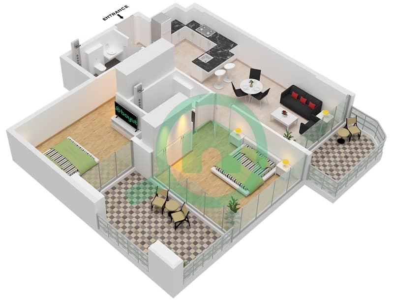 Unit 9 Floor 1 Coventry Gardens 2 - 2 Bedroom Apartment Unit 9 FLOOR 1 Floor plan Unit 9 Floor 1 interactive3D