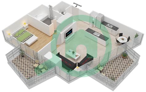 Bloom Central - 1 Bedroom Apartment Type F Floor plan