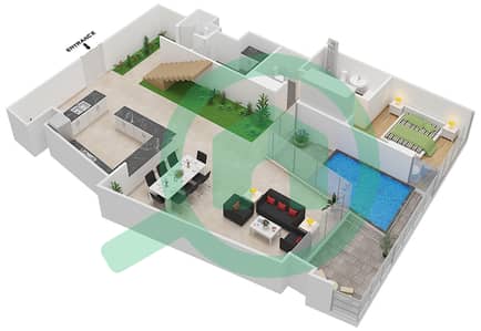 布鲁姆中心 - 3 卧室联排别墅类型A戶型图