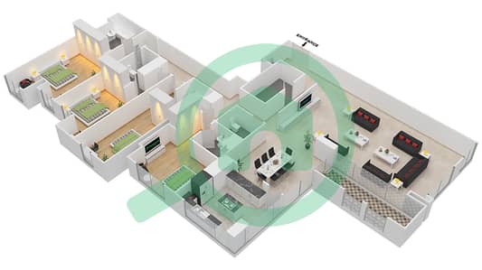 Noora - 4 Bed Apartments Unit 01 / Floor 66 Floor plan