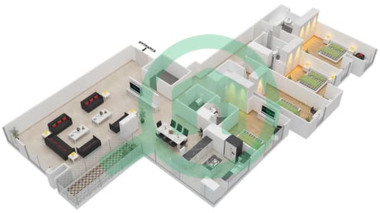 برج نوره - 4 غرفة شقق الوحدة 01 / Floor 67 مخطط الطابق