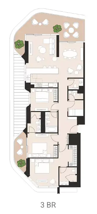 3 BR floor plan