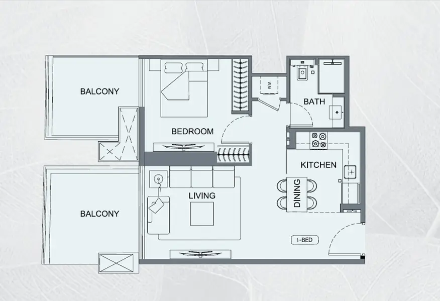 1 BR floor plan