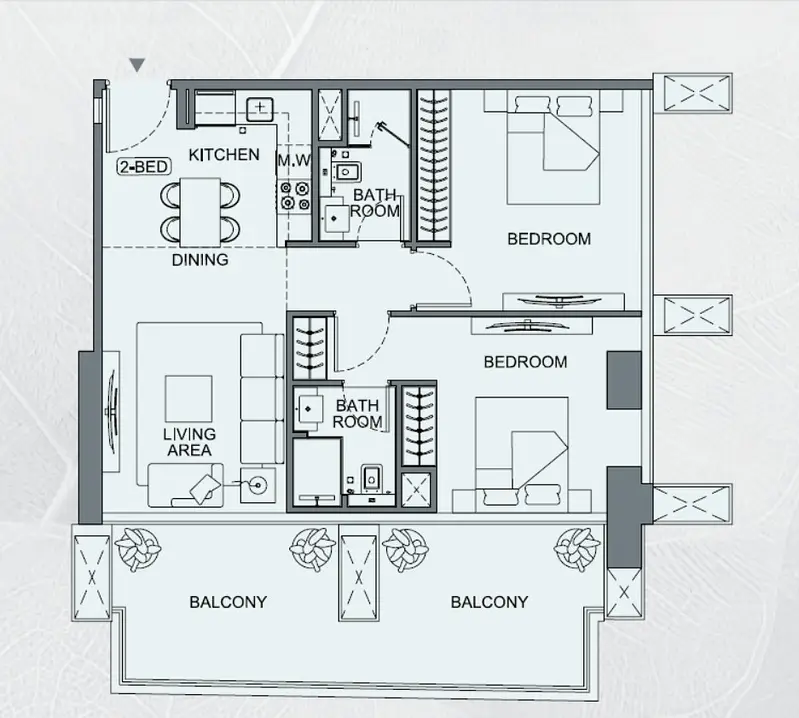 2 BR floor plan