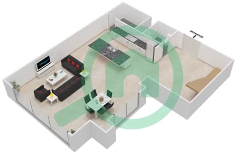 المخططات الطابقية لتصميم الوحدة 01 / FLOOR 2-3 (DUPLEX) شقة 1 غرفة نوم - برج نوره