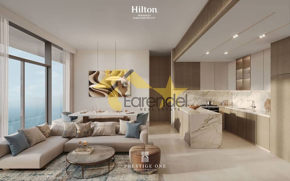 5 1BED_Living-Dining-Kitchen-Hilton-Residences-DMC-2. jpg