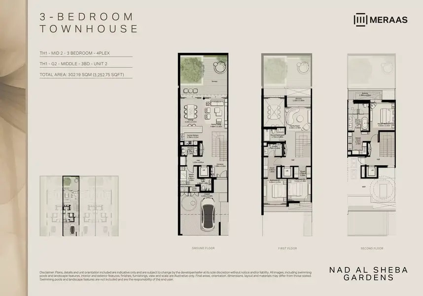 3 BR floor plan