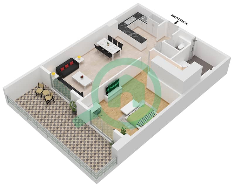 Type A Unit 4 Floor 1-10 Avenue Residence 7 - 1 Bedroom Apartment Type/unit A / UNIT 4 FLOOR 1-10 Floor plan Type A Unit 4 Floor 1-10 interactive3D
