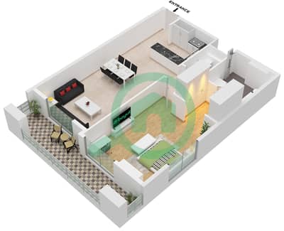 Avenue Residence 7 - Plano de planta de 1 habitación Apartamento Tipo/unidad B / UNIT 6 FLOOR 2-10 Avenue Residence 7 - Plano de planta de 1 habitación Apartamento Tipo/unidad B / UNIT 6 FLOOR 2-10