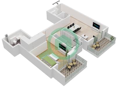 Avenue Residence 7 - Plano de planta de 1 habitación Apartamento Tipo/unidad D / UNIT 14,16 FLOOR 1-10 Avenue Residence 7 - Plano de planta de 1 habitación Apartamento Tipo/unidad D / UNIT 14,16 FLOOR 1-10