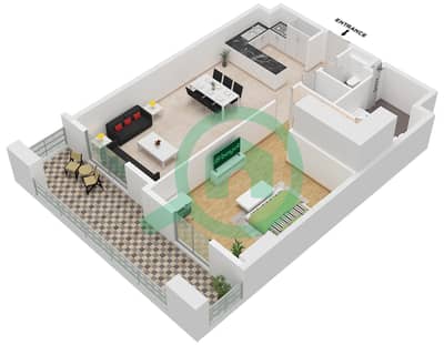 Avenue Residence 7 - Plano de planta de 1 habitación Apartamento Tipo/unidad F / UNIT 14 FLOOR 4-10 Avenue Residence 7 - Plano de planta de 1 habitación Apartamento Tipo/unidad F / UNIT 14 FLOOR 4-10