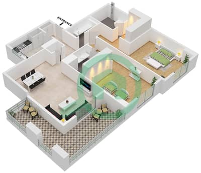 Avenue Residence 7 - Plano de planta de 2 habitaciones Apartamento Tipo/unidad A / UNIT 1 FLOOR 1-10 Avenue Residence 7 - Plano de planta de 2 habitaciones Apartamento Tipo/unidad A / UNIT 1 FLOOR 1-10