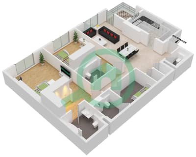 Avenue Residence 7 - Plano de planta de 2 habitaciones Apartamento Tipo/unidad C / UNIT 5 FLOOR 2-10 Avenue Residence 7 - Plano de planta de 2 habitaciones Apartamento Tipo/unidad C / UNIT 5 FLOOR 2-10