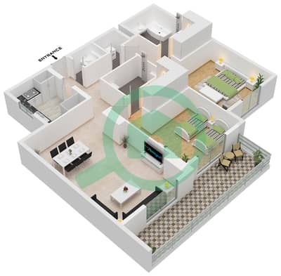 Avenue Residence 7 - Plano de planta de 2 habitaciones Apartamento Tipo/unidad D1 / UNIT 7,9 FLOOR 1-10 Avenue Residence 7 - Plano de planta de 2 habitaciones Apartamento Tipo/unidad D1 / UNIT 7,9 FLOOR 1-10