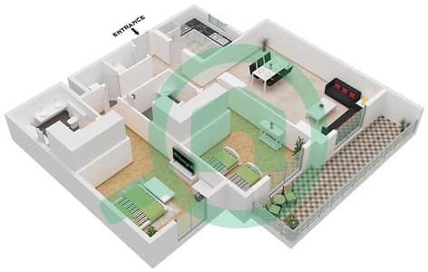 Avenue Residence 7 - Plano de planta de 2 habitaciones Apartamento Tipo/unidad D2 / UNIT 8,10 FLOOR 1-10 Avenue Residence 7 - Plano de planta de 2 habitaciones Apartamento Tipo/unidad D2 / UNIT 8,10 FLOOR 1-10