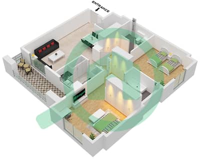 Avenue Residence 7 - Plano de planta de 2 habitaciones Apartamento Tipo/unidad F / UNIT 12,14 FLOOR 1-10 Avenue Residence 7 - Plano de planta de 2 habitaciones Apartamento Tipo/unidad F / UNIT 12,14 FLOOR 1-10