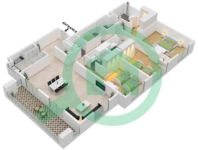 Avenue Residence 7 - Plano de planta de 3 habitaciones Apartamento Tipo/unidad B / UNIT 8 FLOOR 2-10 Avenue Residence 7 - Plano de planta de 3 habitaciones Apartamento Tipo/unidad B / UNIT 8 FLOOR 2-10