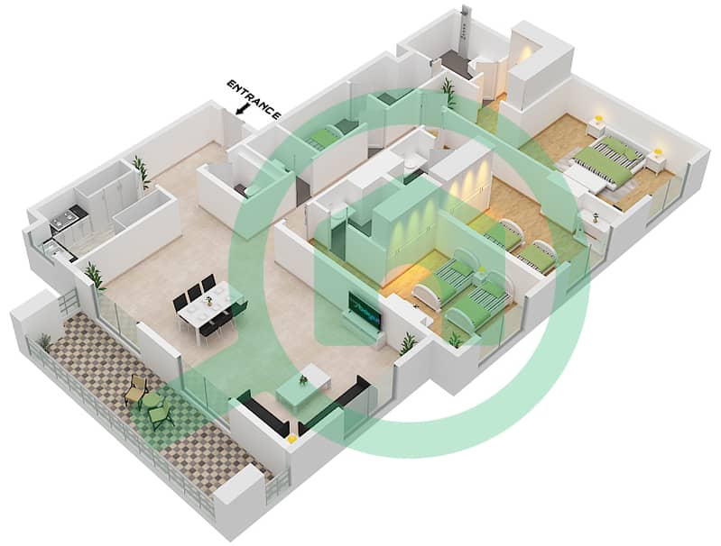 Type B Unit 8 Floor 2-10 Avenue Residence 7 - 3 Bedroom Apartment Type/unit B / UNIT 8 FLOOR 2-10 Floor plan Type B Unit 8 Floor 2-10 interactive3D