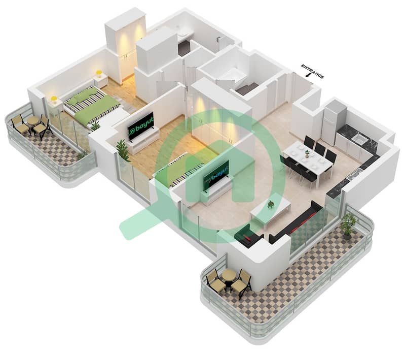 Pier Point 1 - 2 Bedroom Apartment Type/unit A1/UNIT 1,4 FLOOR PODIUM Floor plan Type A1 Unit 1 Floor Podium
Unit 4 Floor 1-9 interactive3D