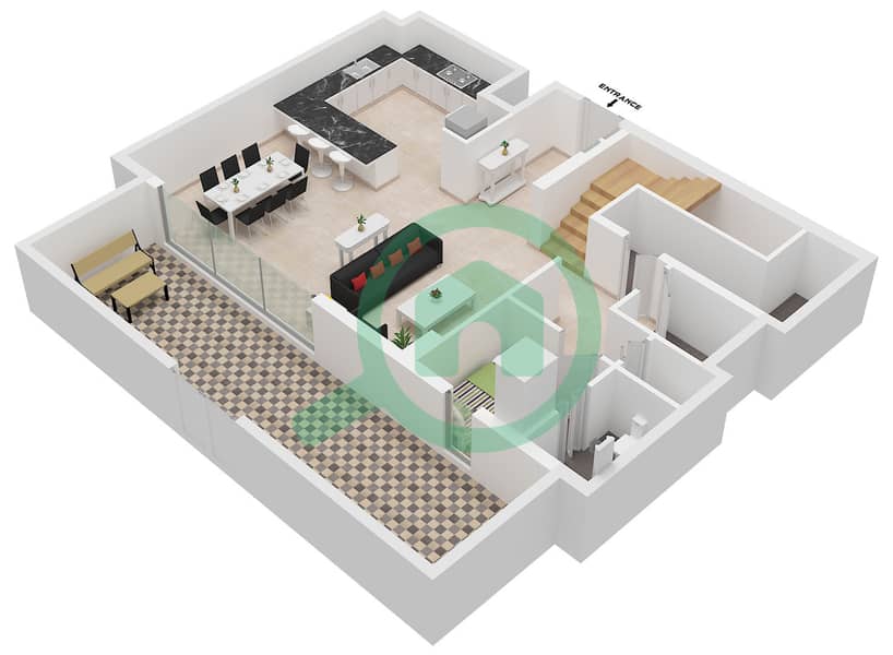 Type A1 Unit 2 Floor Ground Pier Point 1 - 3 Bedroom Townhouse Type/unit A1 / UNIT 2,4 Floor plan Type A1 Unit 2 Floor Ground interactive3D