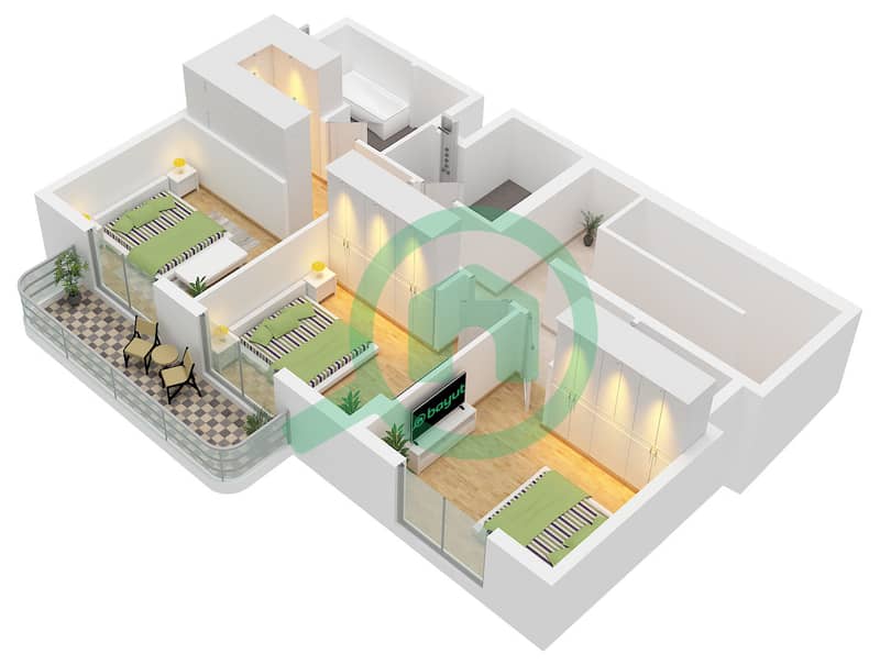 Type A1 Unit 4 Floor Podium Pier Point 1 - 3 Bedroom Townhouse Type/unit A1 / UNIT 2,4 Floor plan Type A1 Unit 4 Floor Podium interactive3D